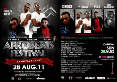 P-square, Wizkid, Iceprince & Basketmouth at London's Afrobeats festival 2011