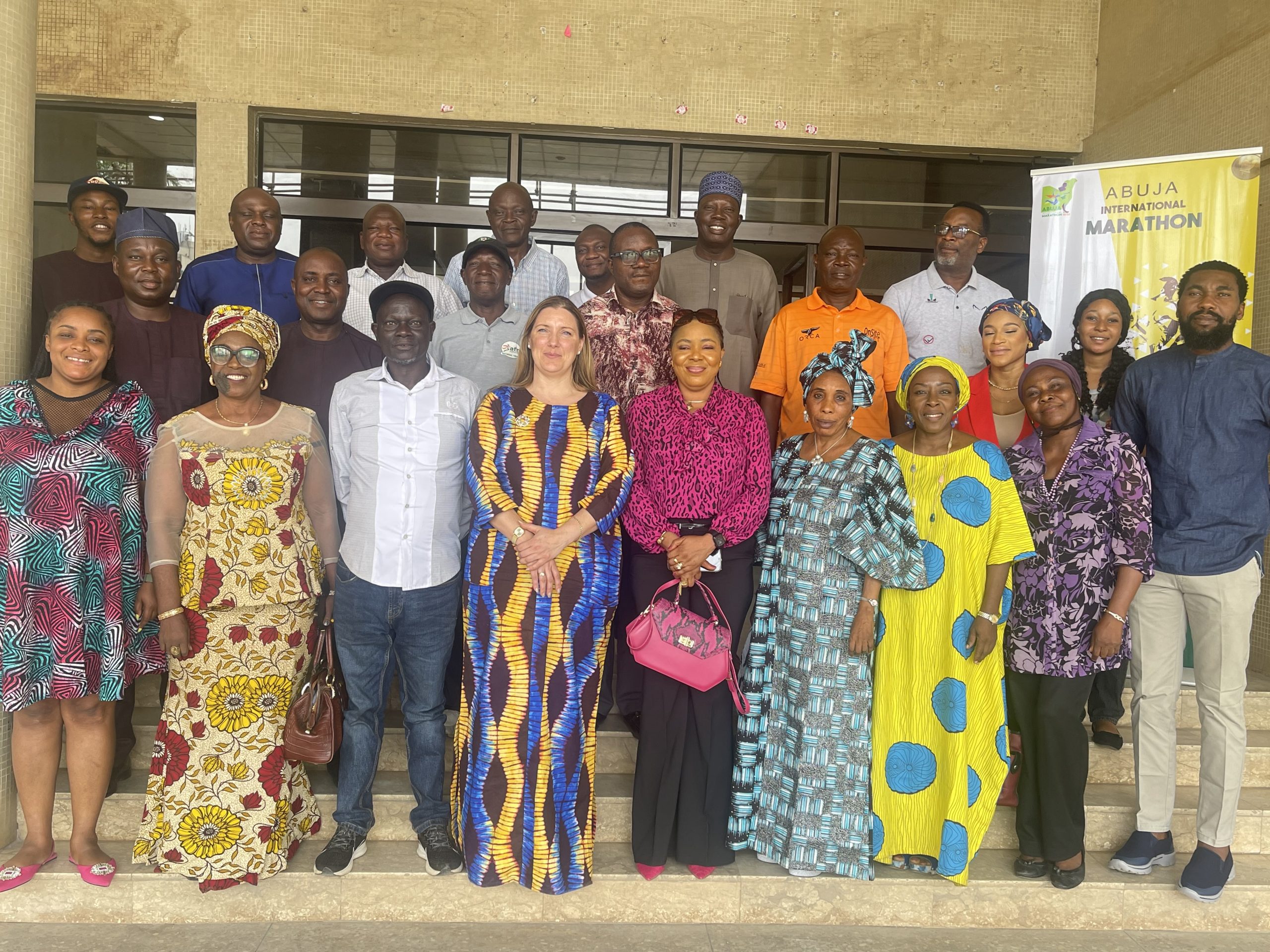 Group photo of members of the Organising Committee for the Abuja International Marathon